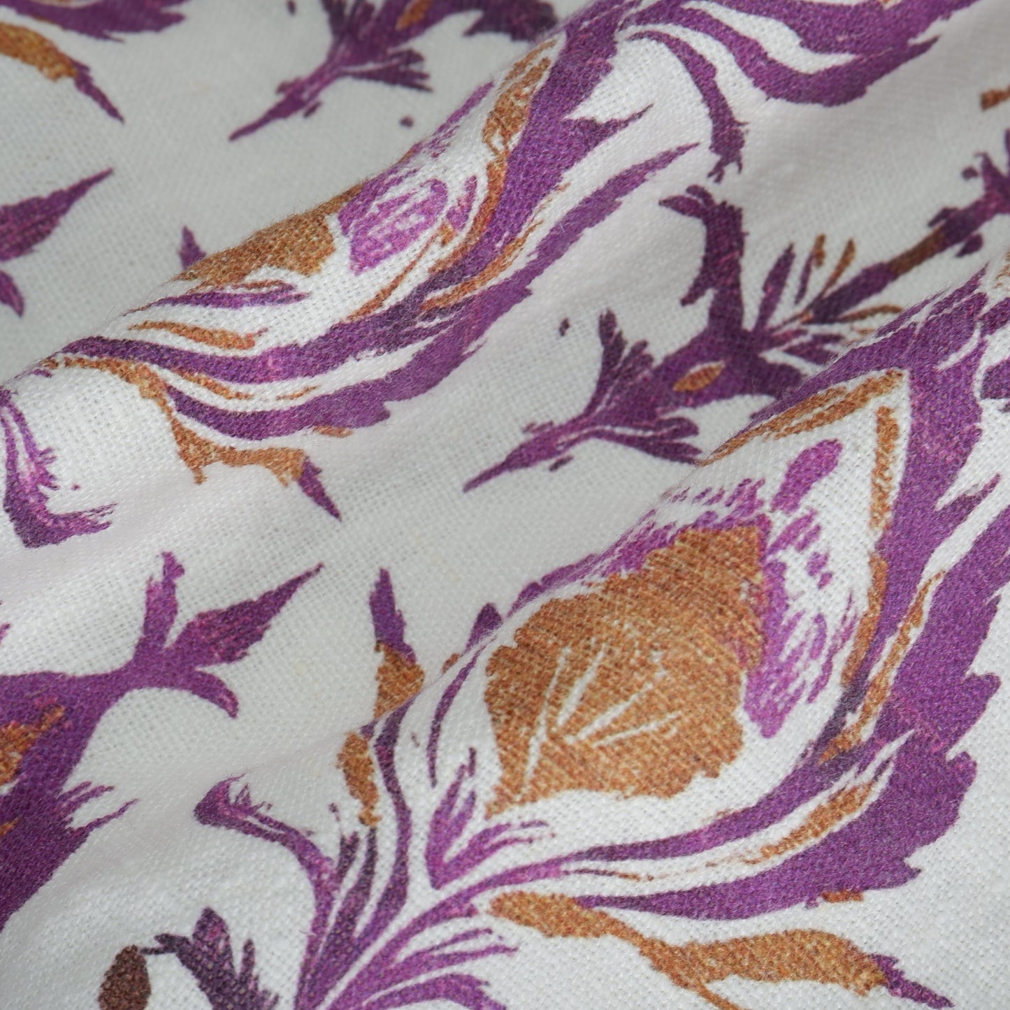 100% LINEN Fabric Abstract Wabi Sabi , purple ikat print on linen japandi wabisabi linen print