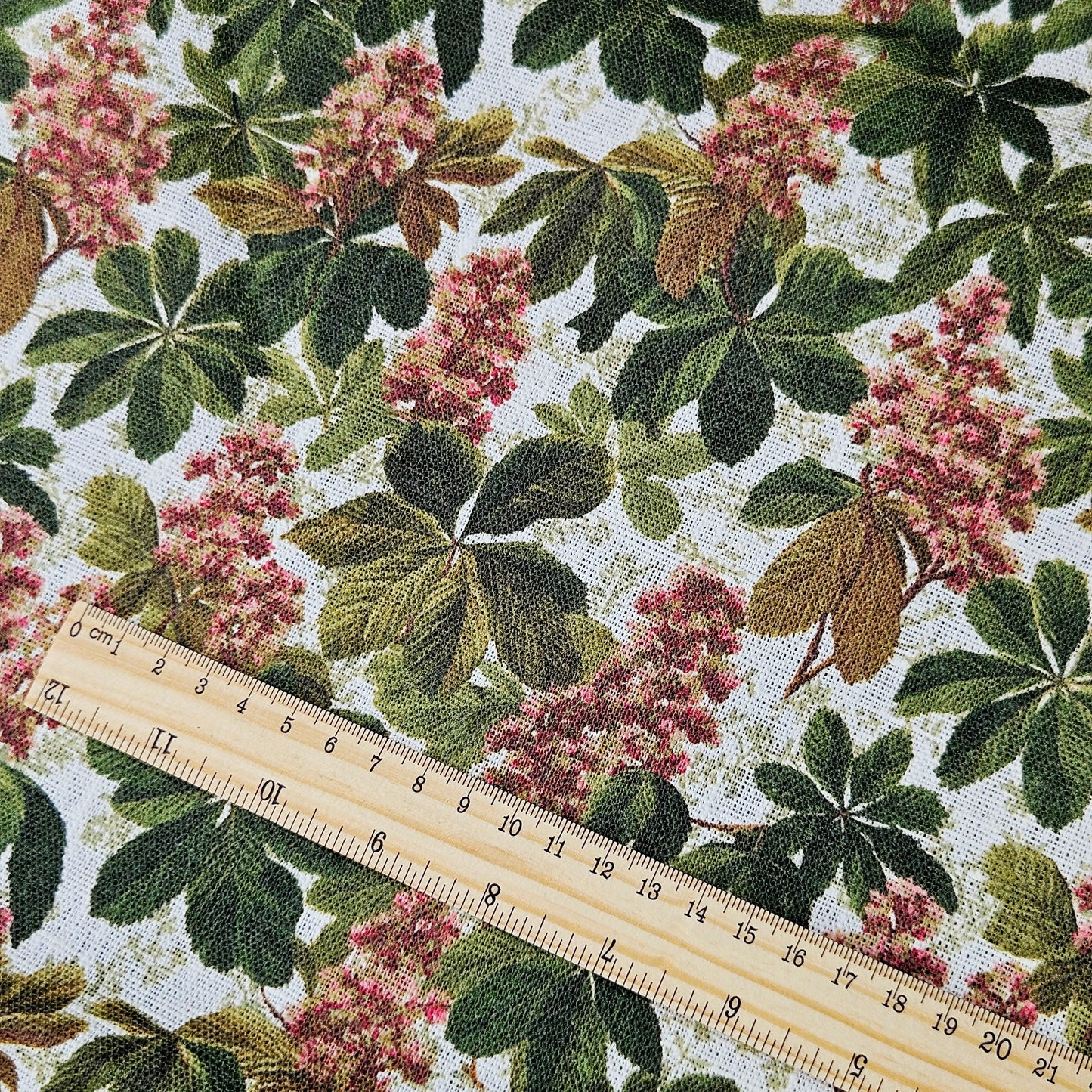 100% LINEN Fabric Chestnut tree print - French linen floral blossom - for upholstery heavy or medium for dressmaking 2644