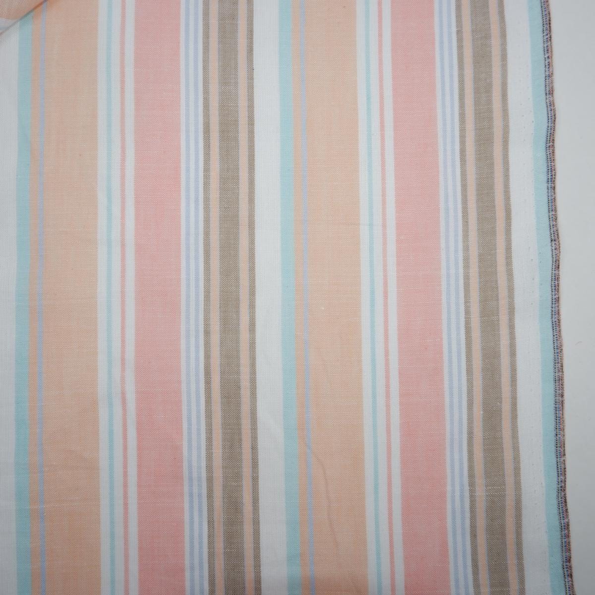 Premium Linen striped Fabric in blush pink white | Medium weight multicolor stripes Lisbon Stripe for clothing home textile