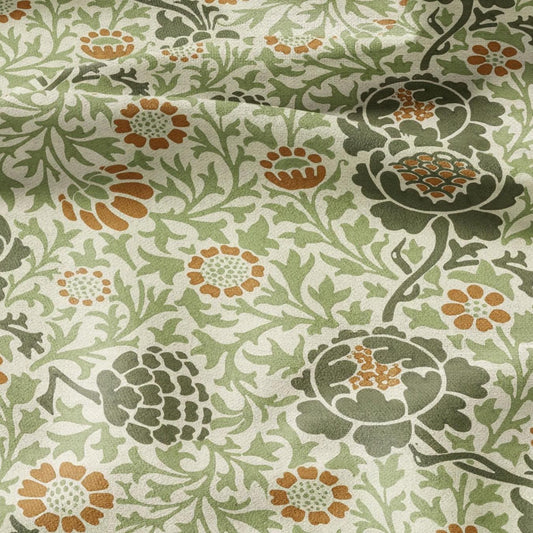 William Morris Beige tapestry print on 100% LINEN fabric - Victorian Art and crafts Linen fabric botanical Historical pattern 2118