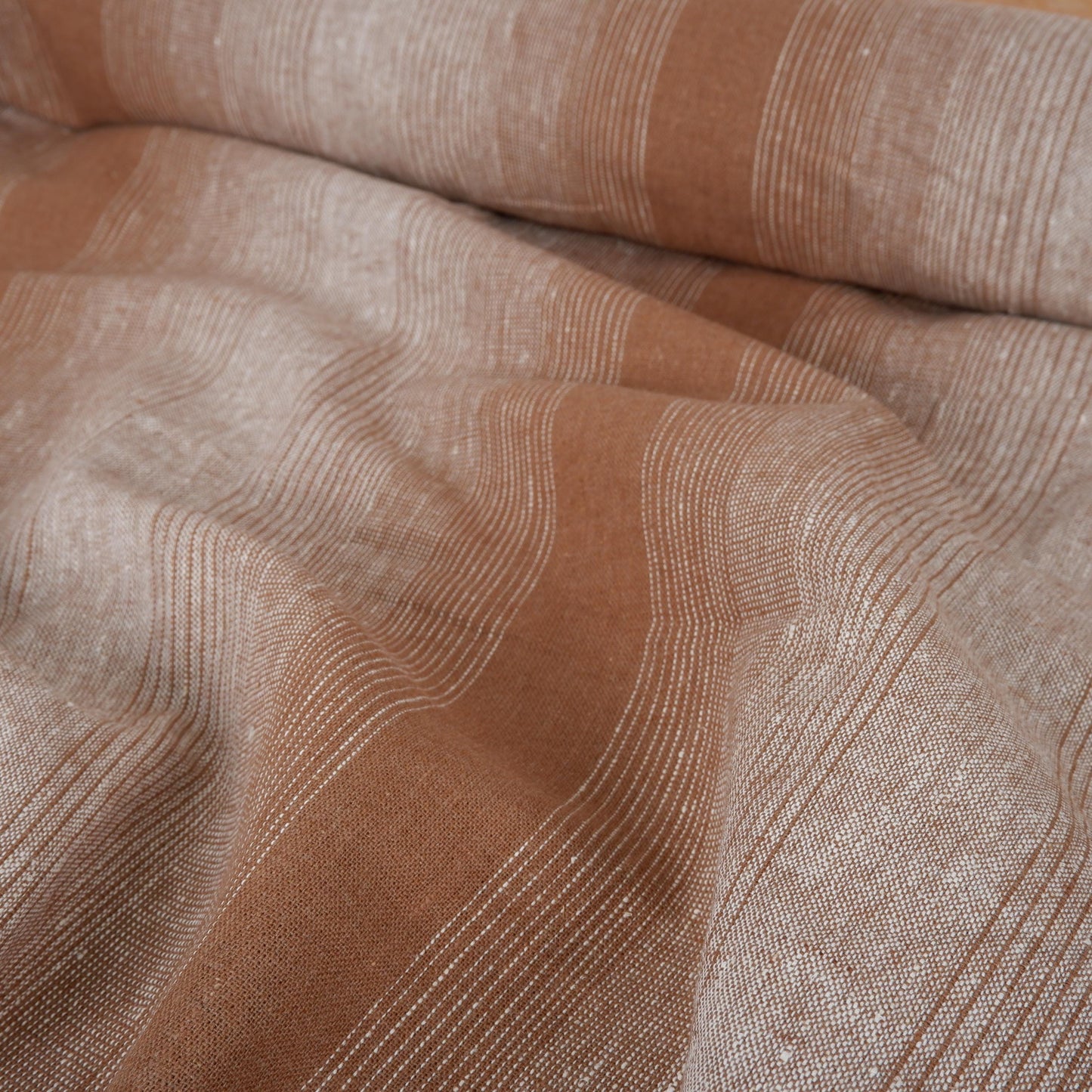 Premium Linen striped Fabric in GRAY beige white | Medium weight multicolor stripes OMBRE Stripe for clothing home textile