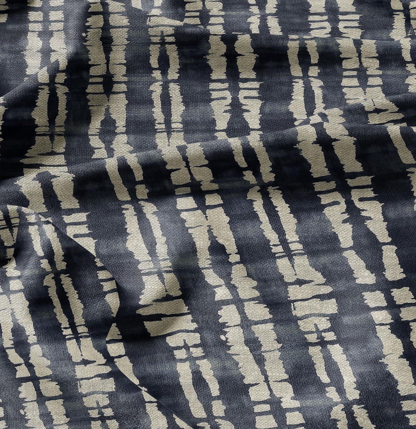 100% LINEN Fabric in indigo blue abstract print - Wabi sabi linen fabric for upholstery home decor curtains dress making pillowcases
