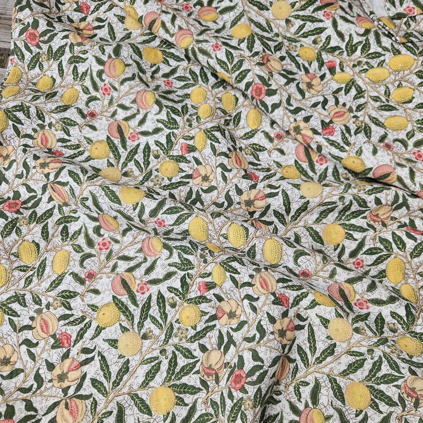 100% linen fabric with William morris Pomegranate print -Art crafts Victorian flax fabric upholstery heavy or medium dressmaking 2742