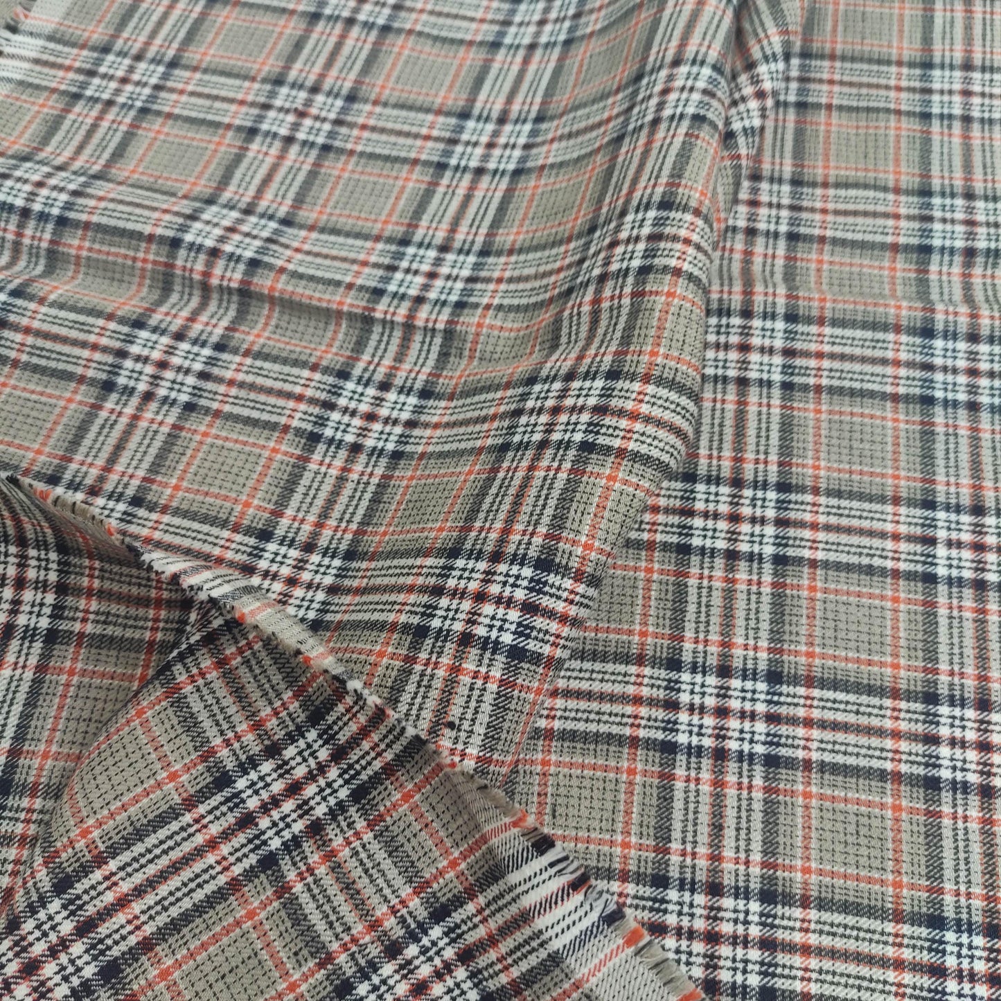 Premium Linen Gingham Fabric in brown black white | multicolor check T124