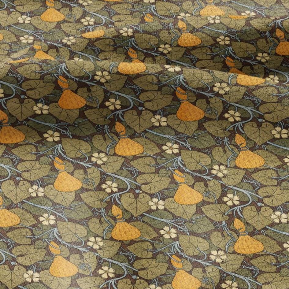 100% linen Squash prints fabric for Curtain Upholstery Cushion - Art deco flower print fabric for dress making sewing