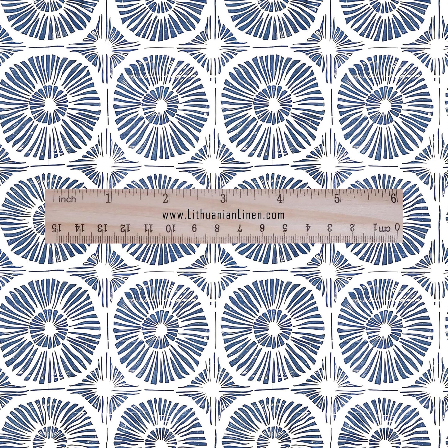 100% LINEN Fabric Japanese indigo blue circle print - Japandi linen print upholstery curtains dress making 2011