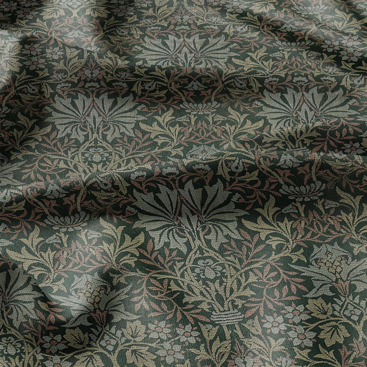 William Morris Green tapestry print on 100% LINEN fabric - Victorian Art and crafts Linen fabric botanical Historical pattern 2110