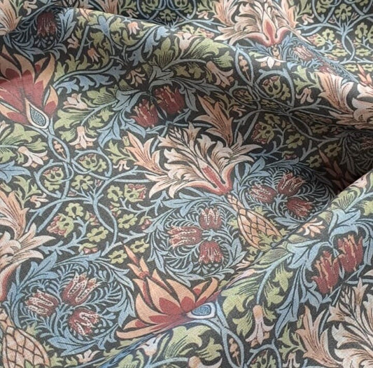 William Morris Snakehead 100% LINEN Art and Crafts Fabric , William Morris 200gsm flax linen fabric botanical floral