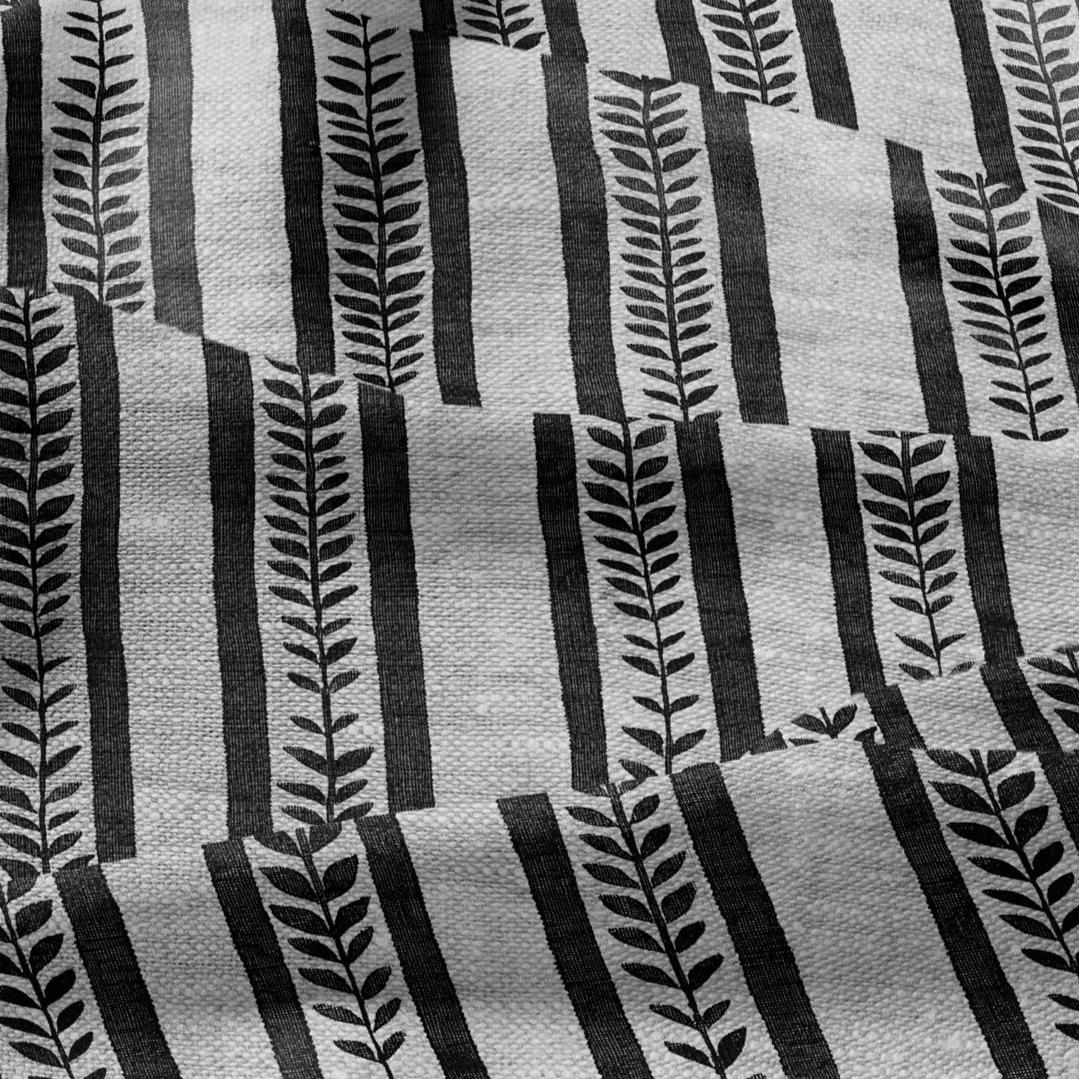 100% LINEN Fabric floral stripe block print on oatmeal linen - heavy fabric for upholstery or medium weight linen for dress making 2504