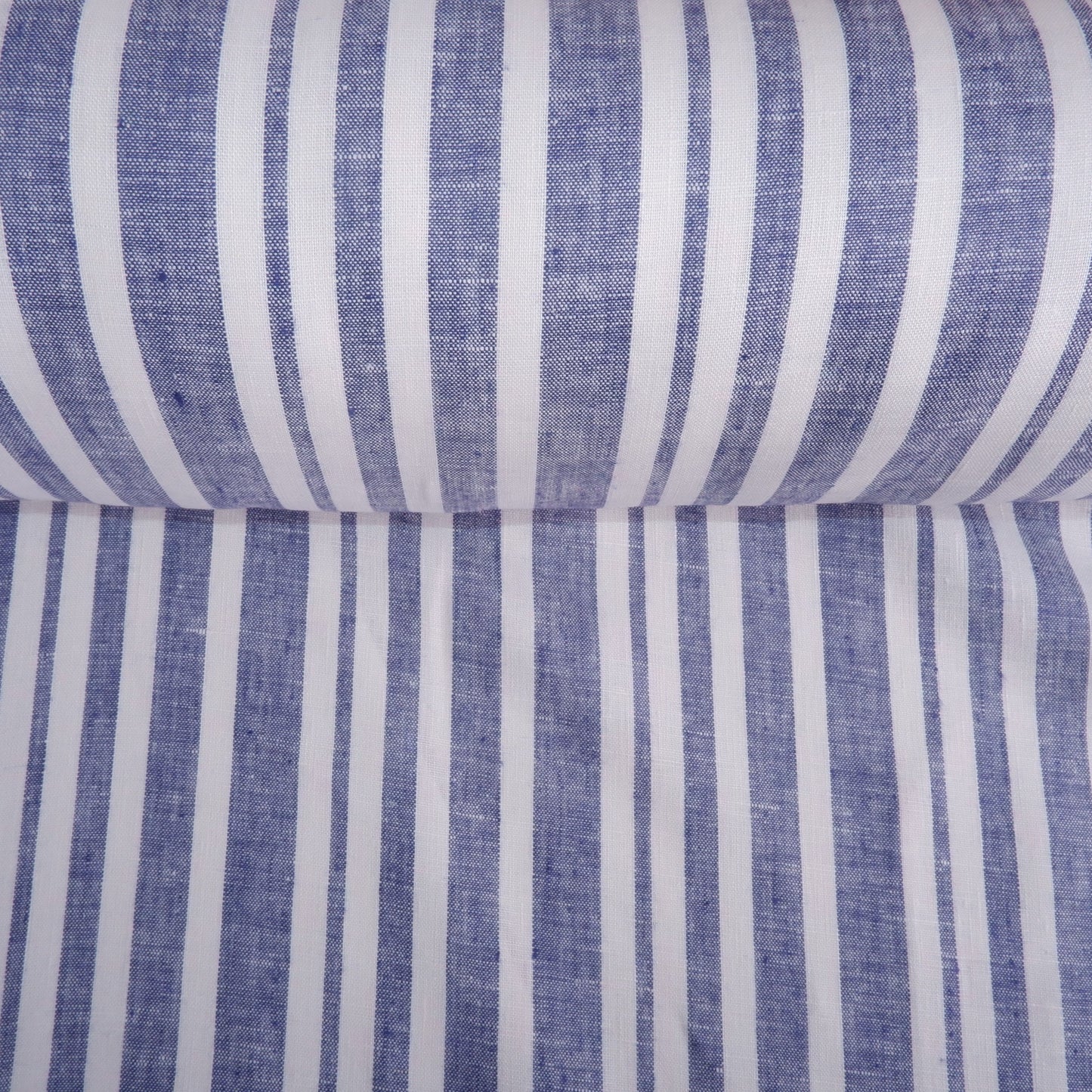 100% blue and white stripes in linen fabric - Medium weight - nautical fabric for clothing, curtains, home textile, home decor craft project