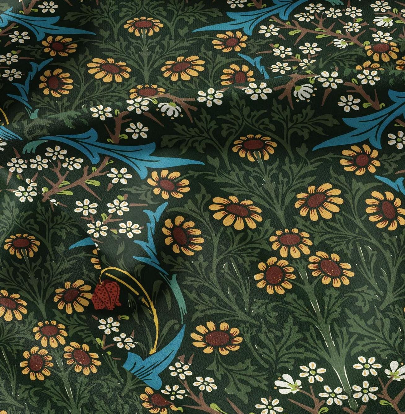 William Morris Blackthorn 100% LINEN Fabric, British linen floral upholstery home textile Victorian fabrics
