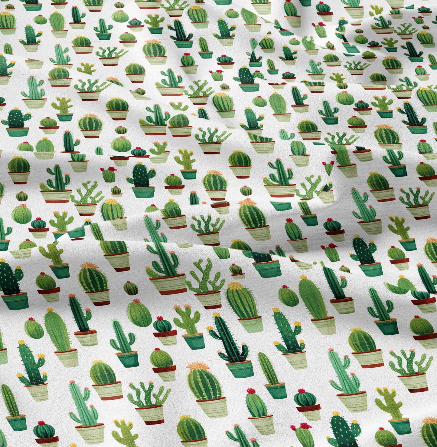 100% LINEN Fabric green Cactus - botanical flax fabric Greenery print upholstery dressmaking clothing - Tropical Floral flax Spring fabric