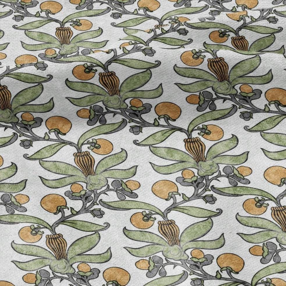 Passion fruit CFA Voysey print on 100% LINEN - Art Nouveau Art crafts linen Fabric - botanical Historical upholstery home textile