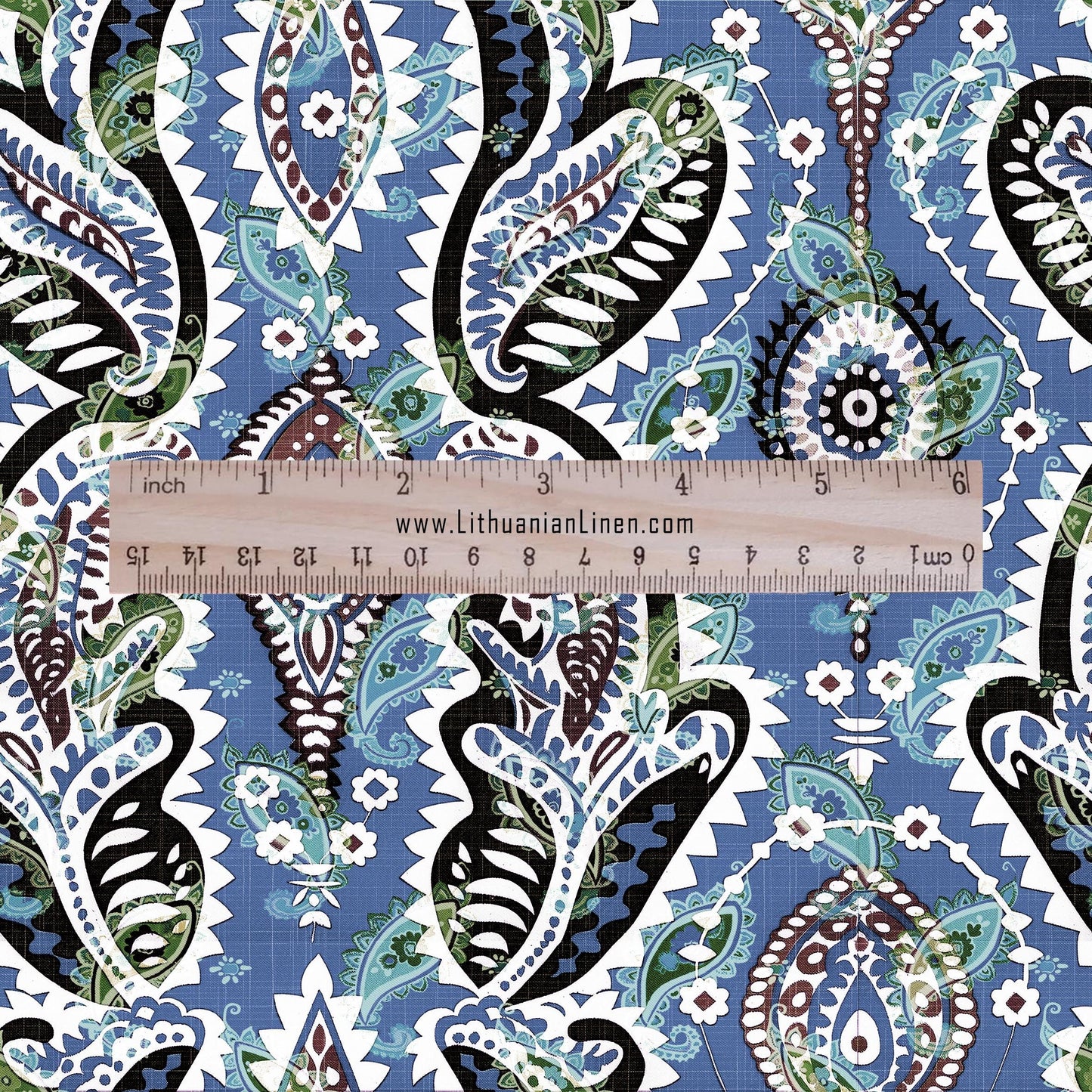 100% linen Vintage Blue Paisley Print fabric for Curtain Upholstery Cushion - Vintage Indian block print fabric for dress making sewing