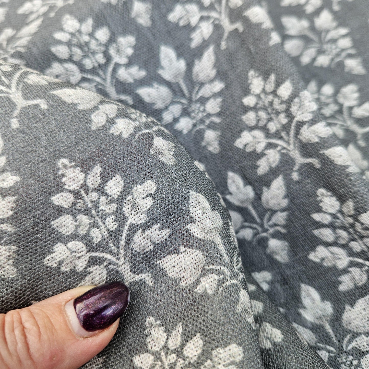 100% LINEN Fabric block print grey - heavy linen fabric for upholstery home decor or medium for clothing 2560