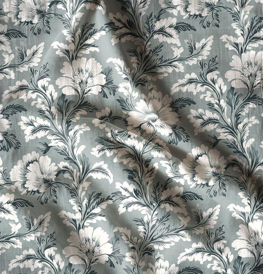 100% LINEN Fabric Floral sage green print - 2018