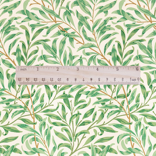 William Morris Willow print on 100% LINEN fabric - green botanical 2109