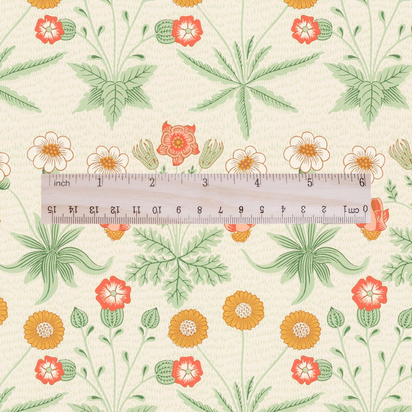 William Morris Daisy print 100% LINEN fabric - floral beige 2116
