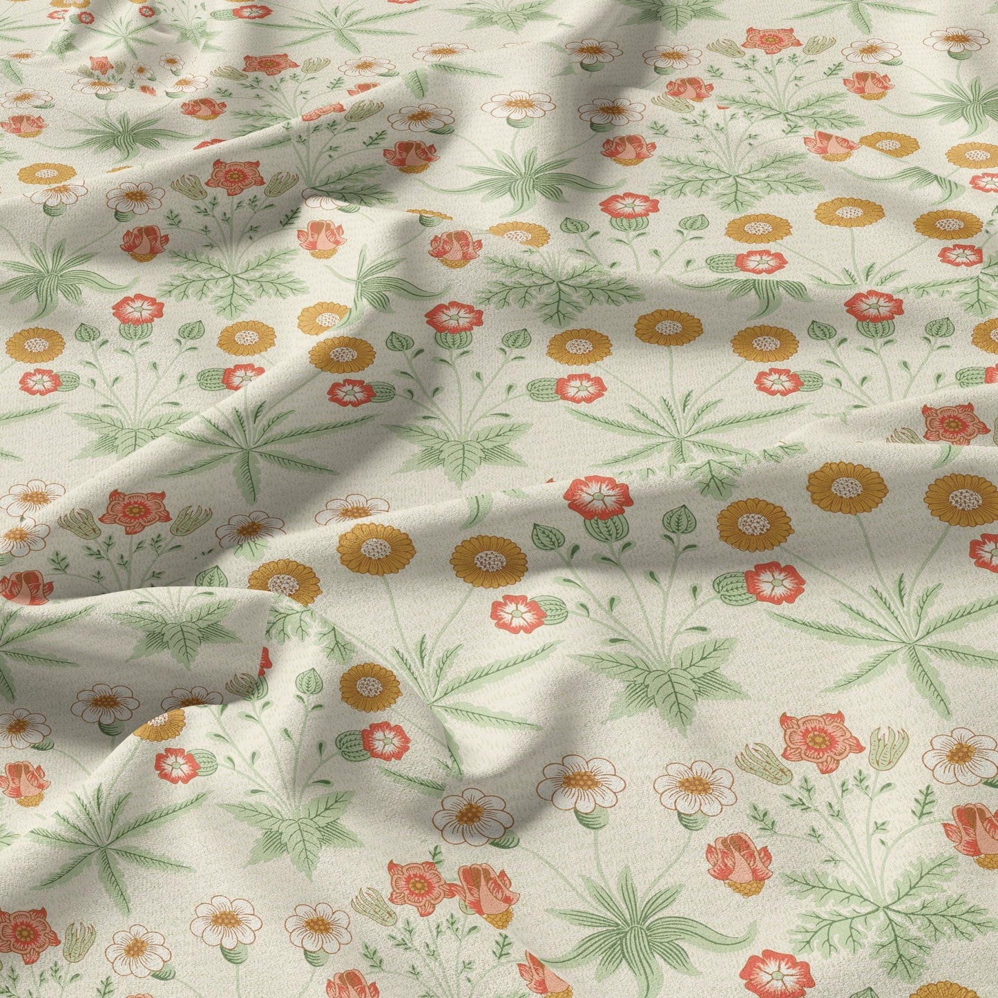 William Morris Daisy print 100% LINEN fabric - floral beige 2116
