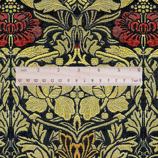 William Morris Roses 100% LINEN Fabric - golden yellow floral 2117