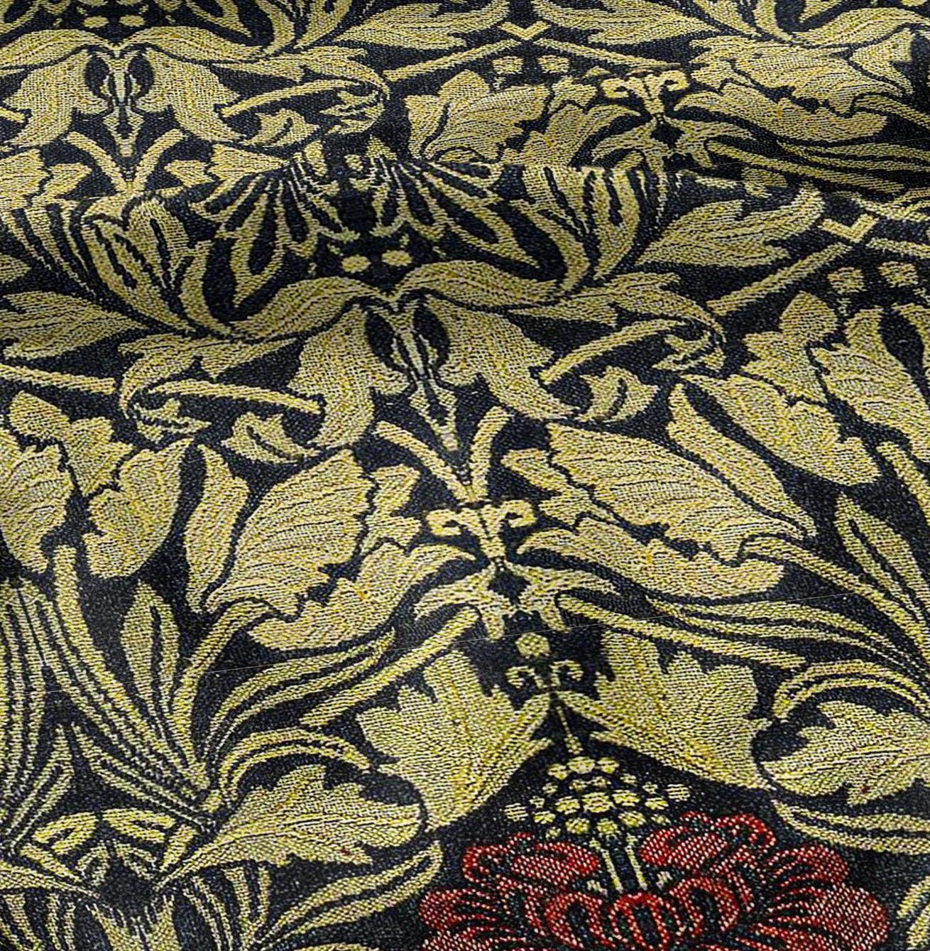 William Morris Roses 100% LINEN Fabric - golden yellow floral 2117