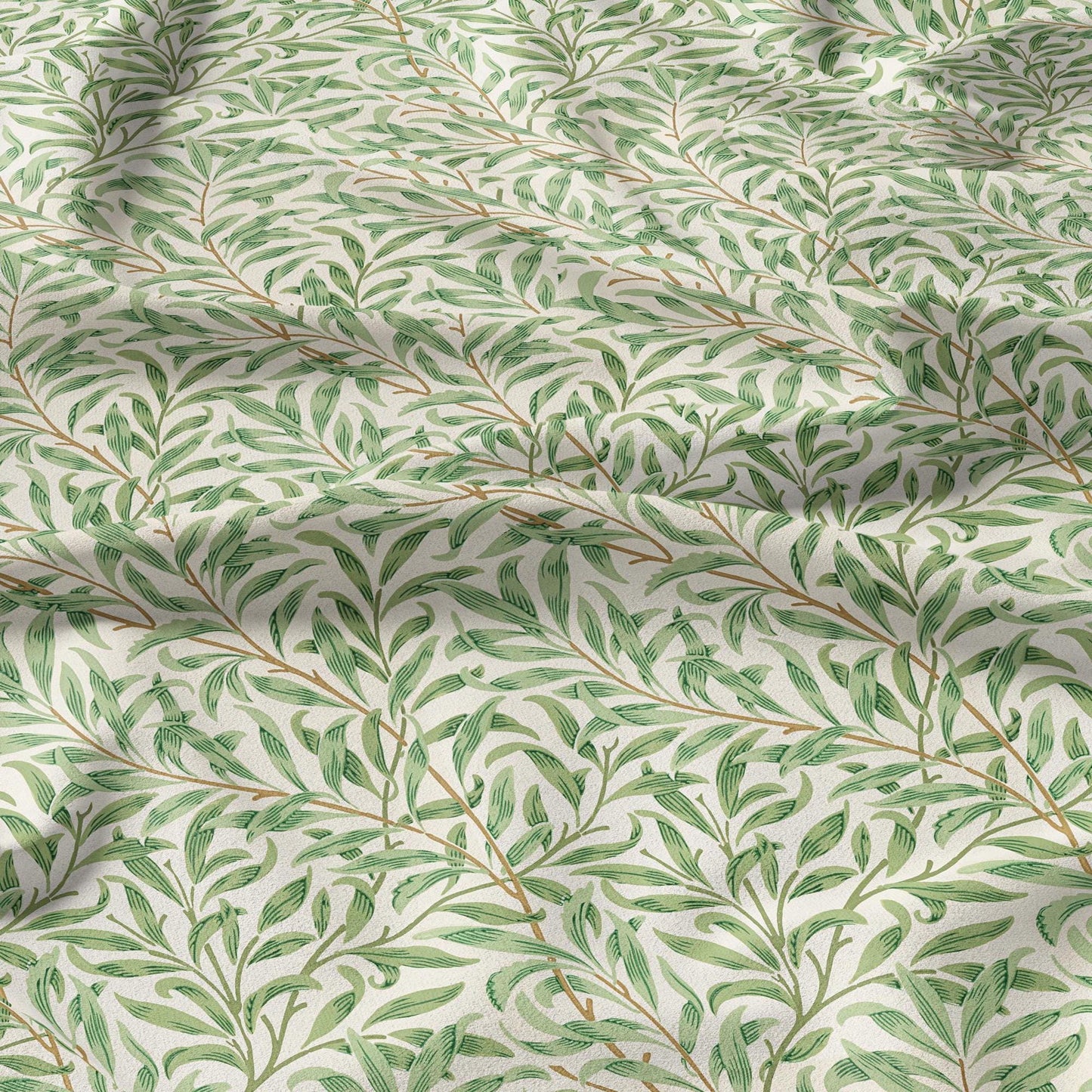 William Morris Willow print on 100% LINEN fabric - green botanical 2109