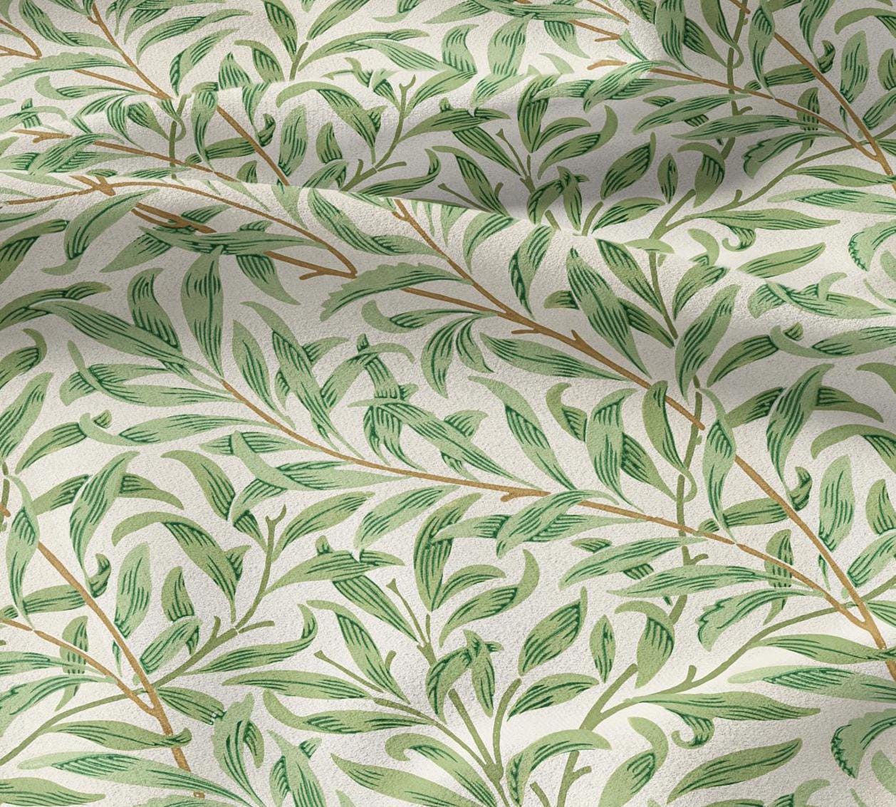 William Morris Willow print on 100% LINEN fabric - green botanical 2109