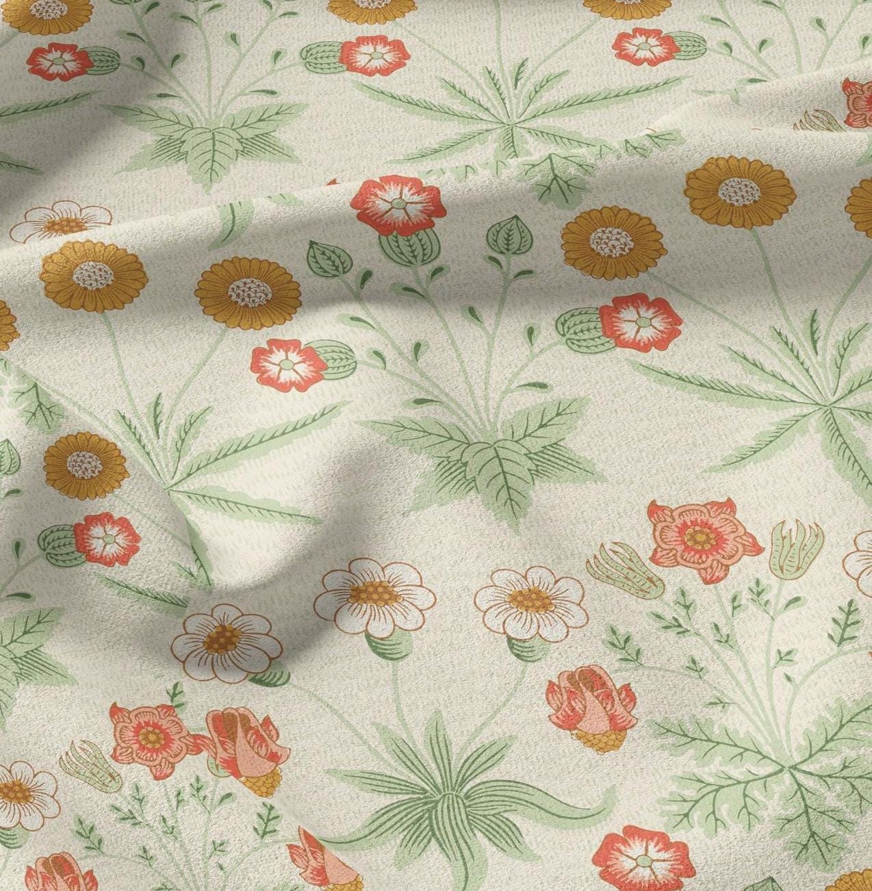 William Morris Daisy print 100% LINEN fabric - floral beige 2116