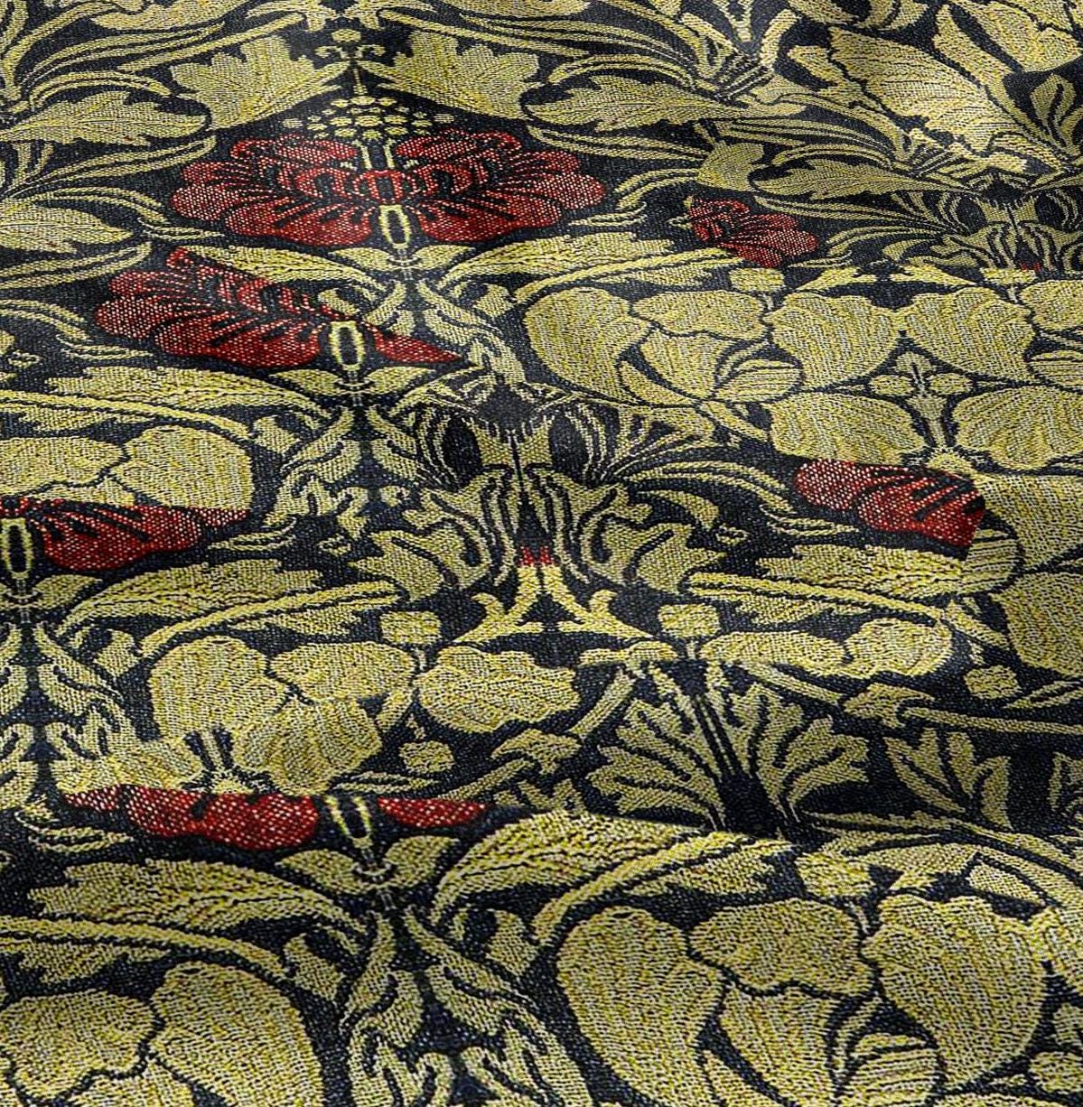 William Morris Roses 100% LINEN Fabric - golden yellow floral 2117