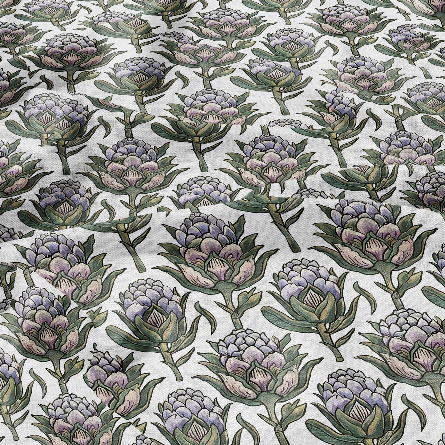 100% LINEN Fabric block print Artichoke - vegetable print 2337