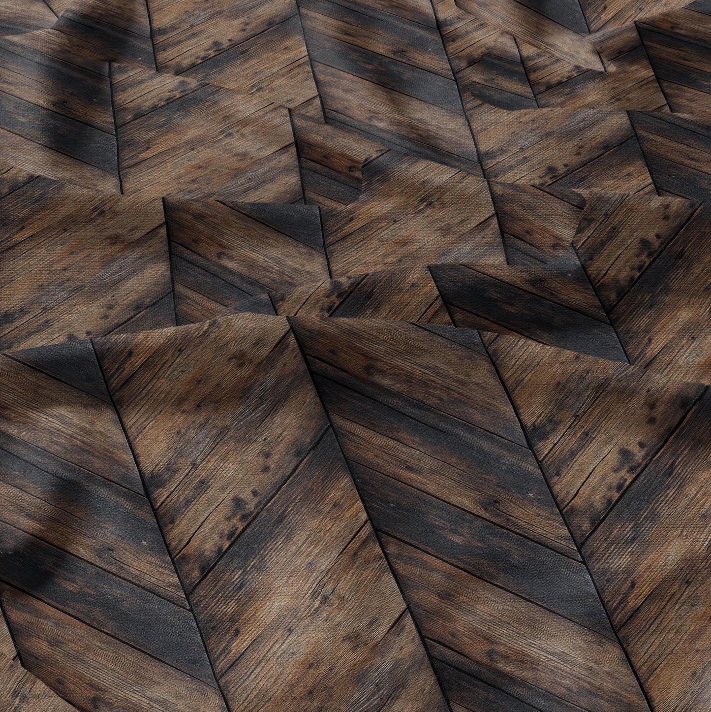 100% LINEN Fabric Brown wooden planks print 2342