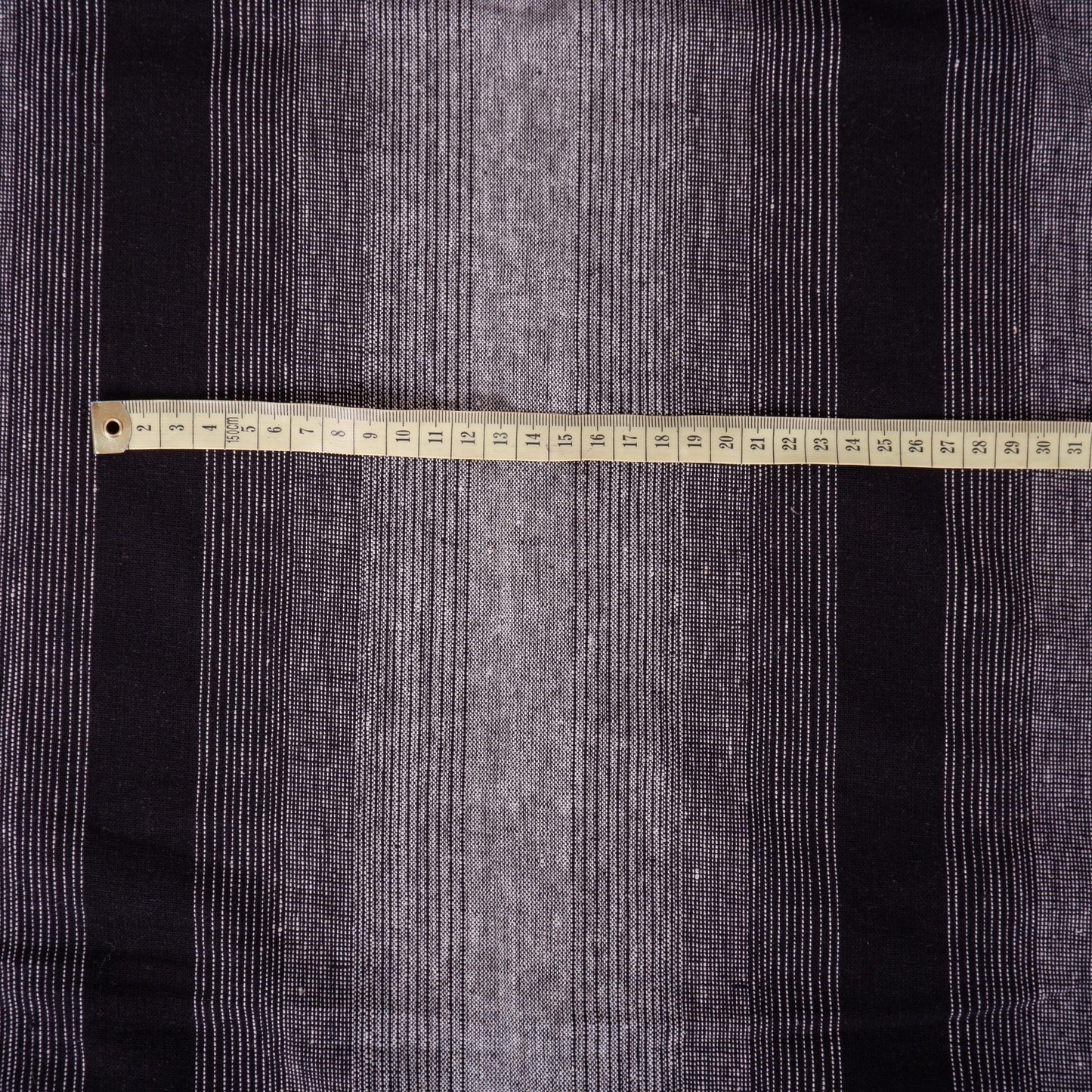 Premium Linen striped Fabric in BLACK grey beige white - Medium weight OMBRE - T305