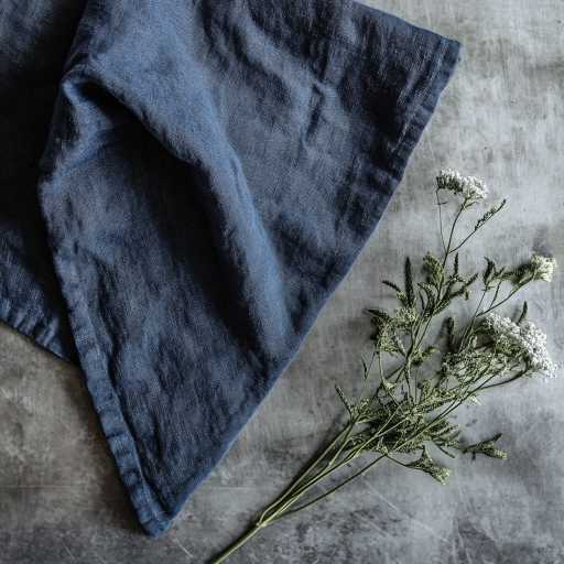 Navy blue linen kitchen towel