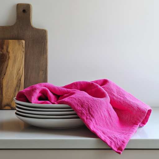 Bright pink linen kitchen towel
