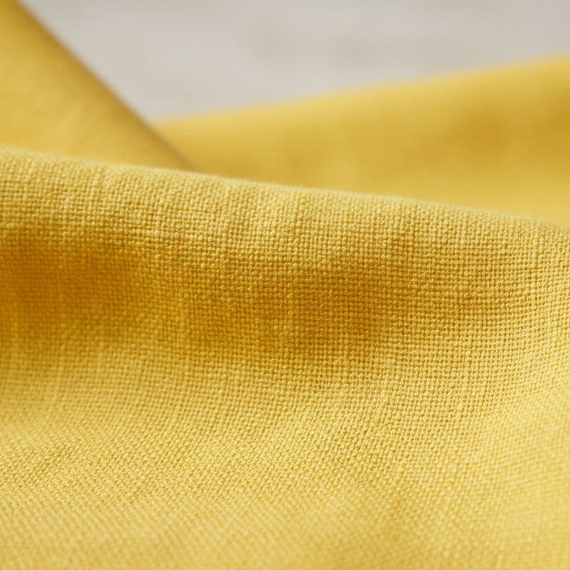 100% linen fabric Medium weight 180gsm Prewashed - Light yellow Solid color TL101