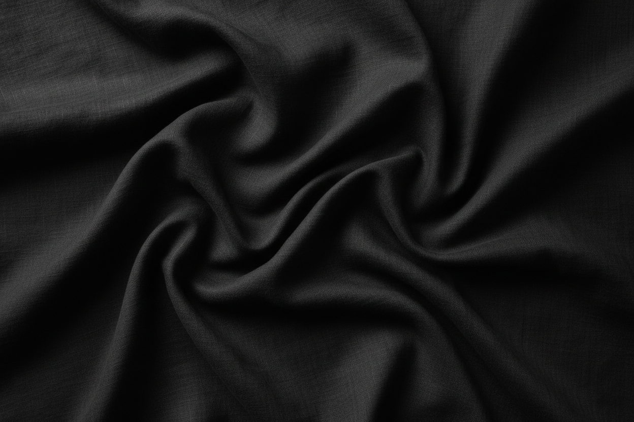 100% linen fabric Medium weight 180gsm Prewashed - black Solid color