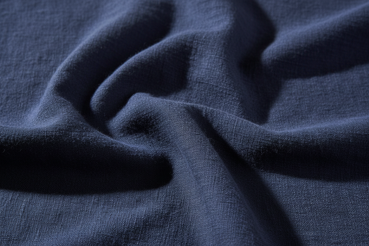 100% linen fabric Medium weight 180gsm Prewashed - navy blue Solid color