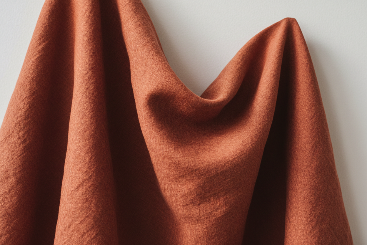 100% linen fabric Medium weight 180gsm Prewashed - Solid color clay red