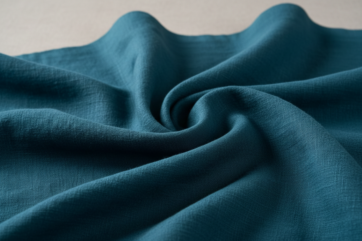 100% linen fabric Medium weight 180gsm Prewashed - Solid color teal