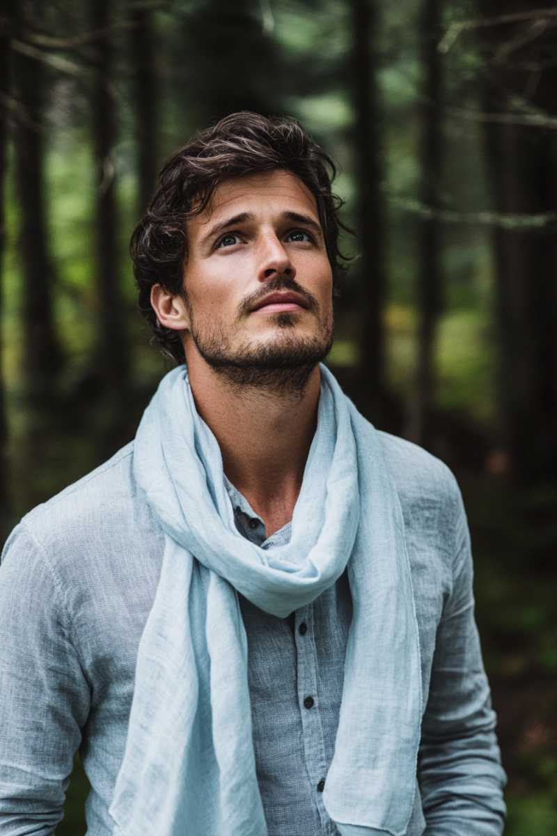 Blue pale - Unisex Linen scarf