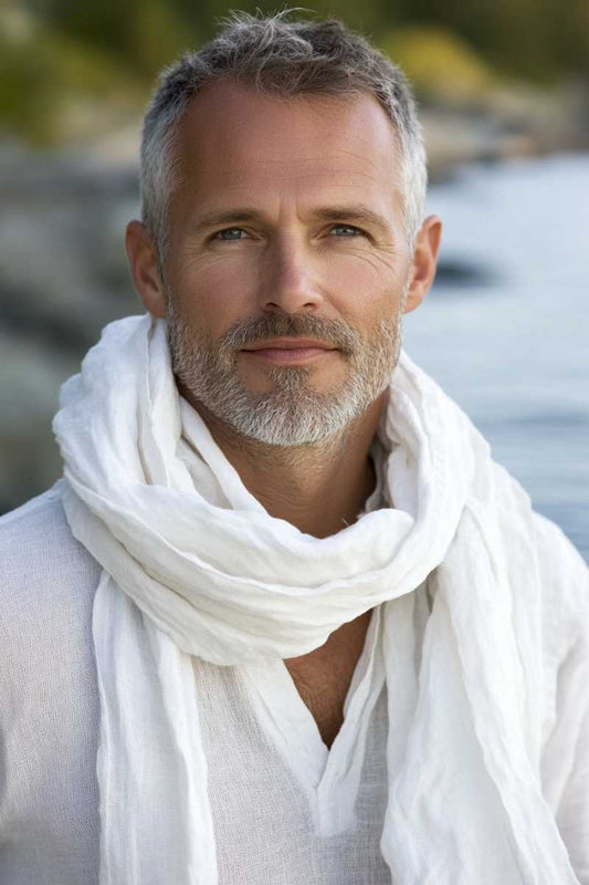 White Linen scarf Unisex