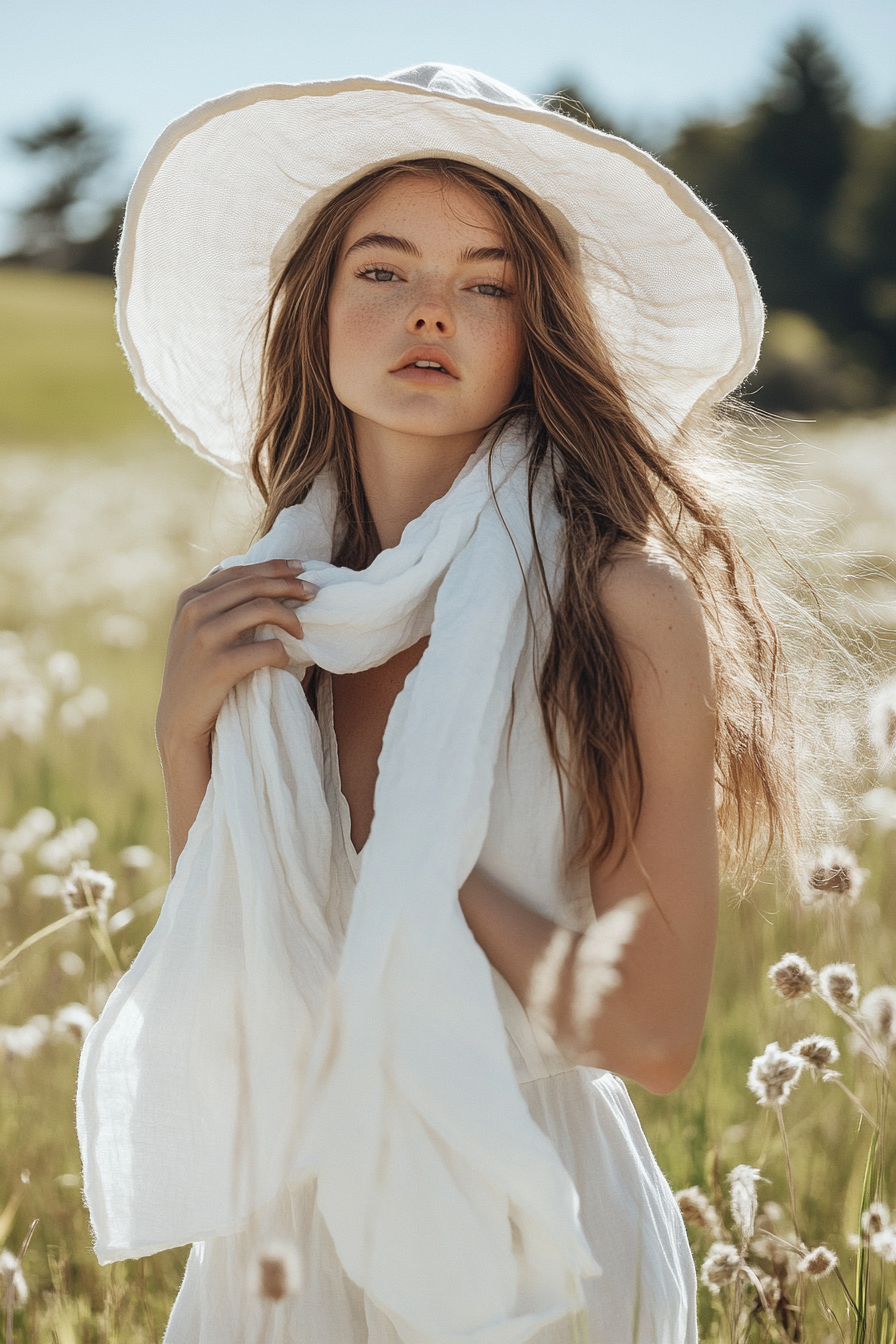 White Linen scarf Unisex