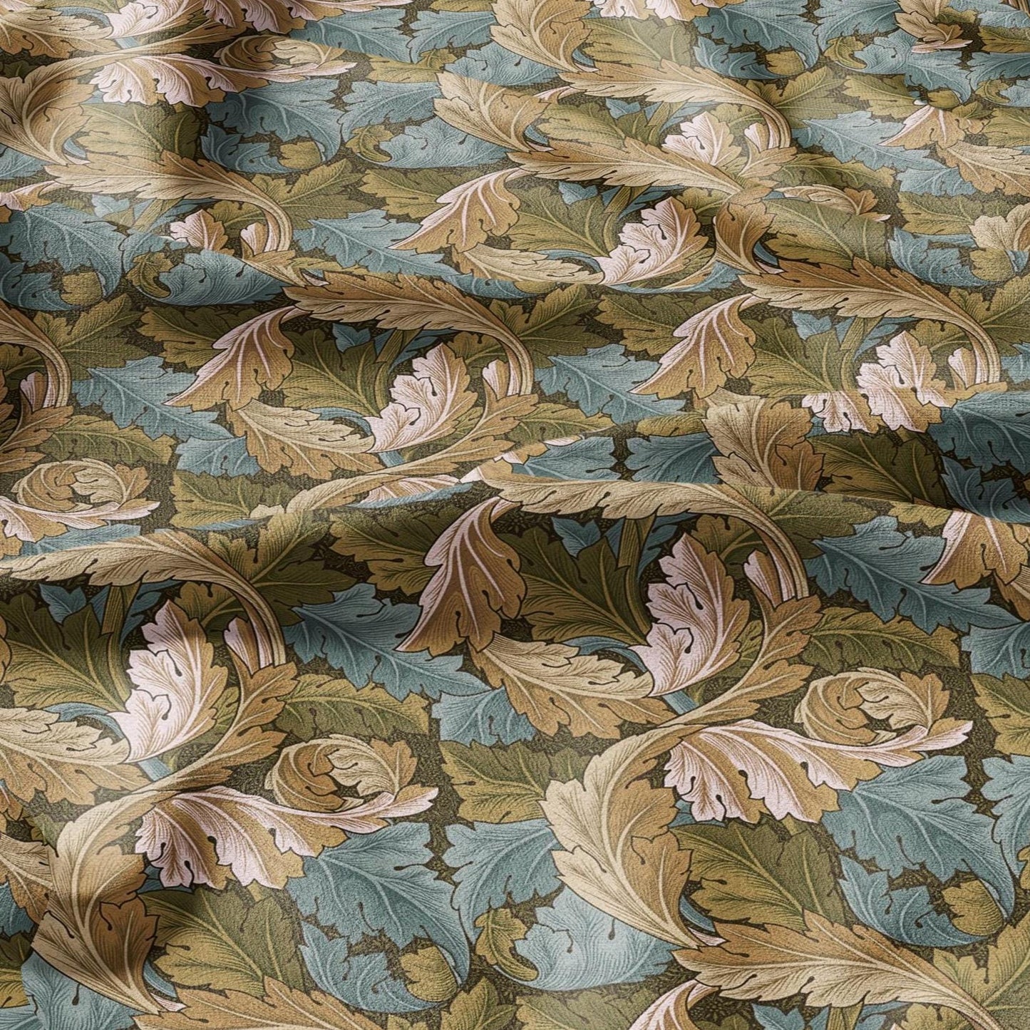 William Morris Acanthus print on 100% LINEN - Victorian Art crafts linen Fabric - botanical Historical upholstery home textile