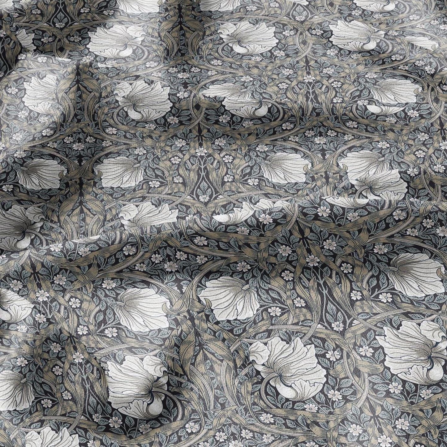 William Morris Pimpernel 100% LINEN Art and Crafts Fabric - Victorian flax fabric - British historical pattern grey green 2979GB