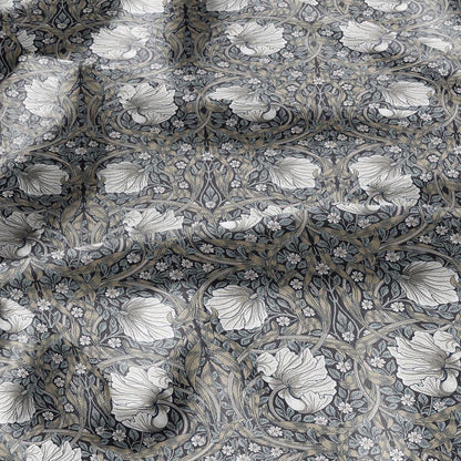 William Morris Pimpernel 100% LINEN Art and Crafts Fabric - Victorian flax fabric - British historical pattern grey green 2979GB