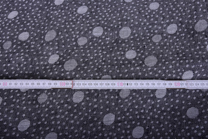 100% linen fabric Medium weight 190gsm. Black grey polka dots reversable double side. flax  for crafting, table linen, napkins, jackets etc