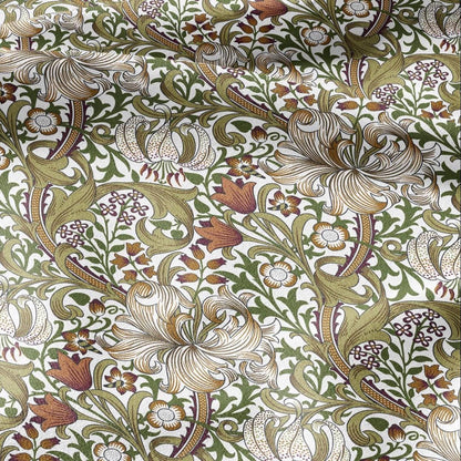 William Morris Willow Golden Lily Beige 100% LINEN Fabric - British linen floral upholstery home textile Victorian fabrics 3241