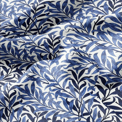 William Morris Willow Bough blue 100% LINEN Fabric - British linen floral upholstery home textile Victorian fabrics 3212