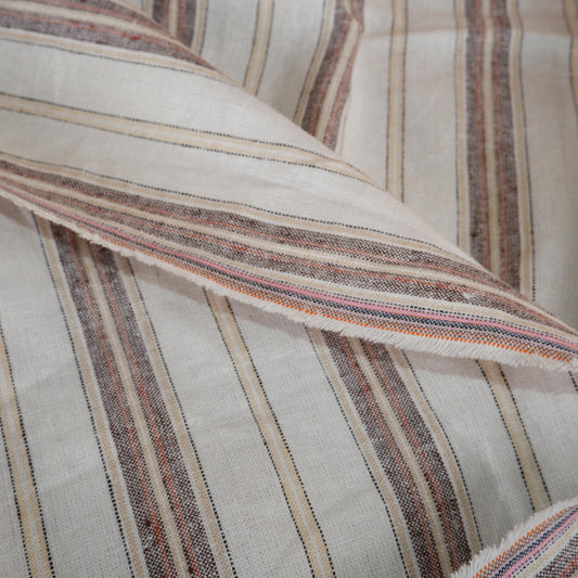 Premium Linen striped Fabric in red navy white | Medium weight multicolor stripes  Copenhagen Stripe for clothing home textile