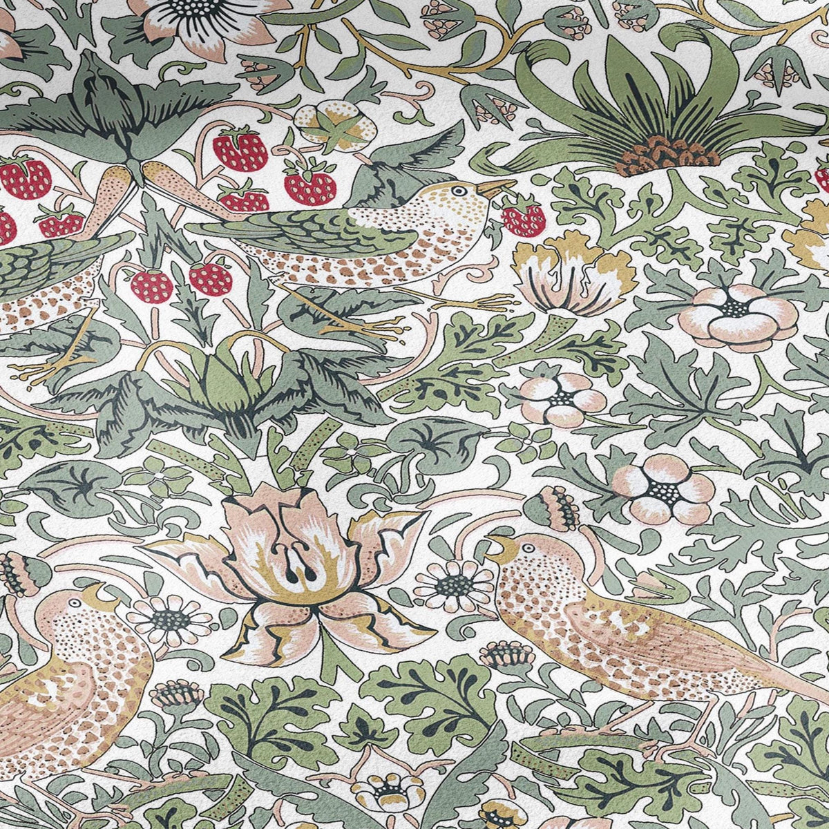 100% LINEN fabric - William Morris Strawberry thief white - British Victorian Art Craft flax - sewing home decor or clothing 3865
